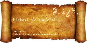 Hidasi Árpád névjegykártya