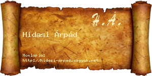 Hidasi Árpád névjegykártya